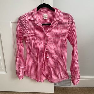 J. Crew pink gingham button down top
